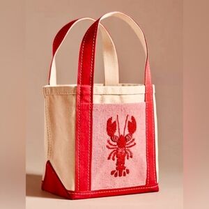Anthropologie Celandine Beaded Lobester Canvas Tote